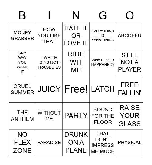 09/14- Thursday Night Football Bingo Card