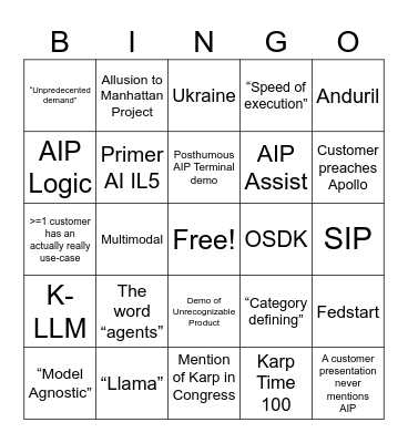 AIPCon 2 Bingo Card