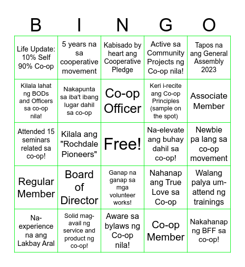 CO-OP HUMAN BINGO Card