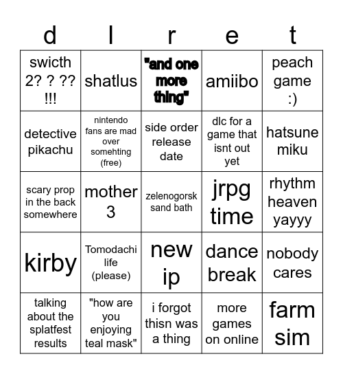 diret :) Bingo Card