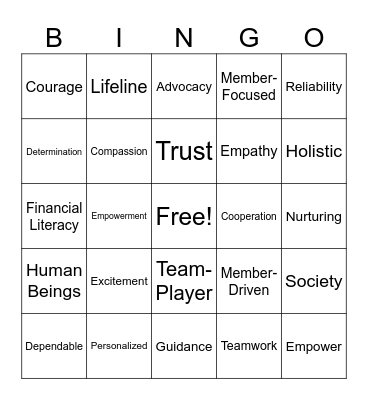 SouthPoint Vision & Values Bingo Card