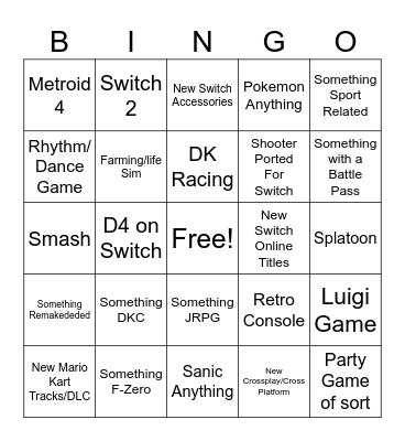 September 2023 Nintendo Direct Bingo Card