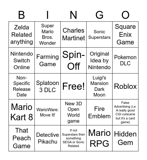 direct Bingo Card