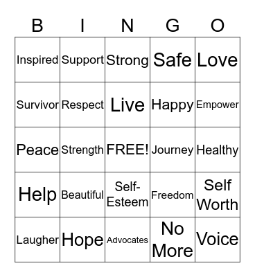 Hope House  Bingo Card