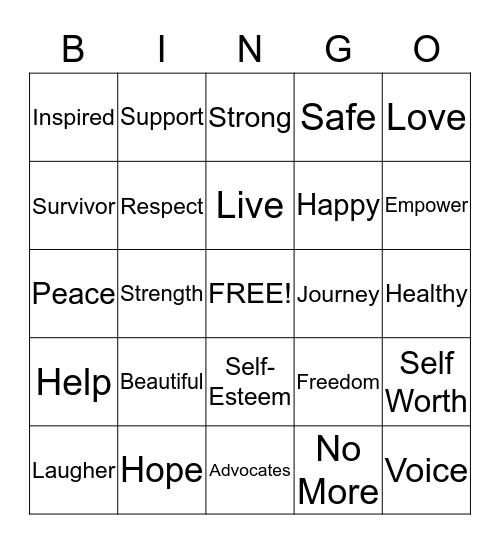 Hope House  Bingo Card