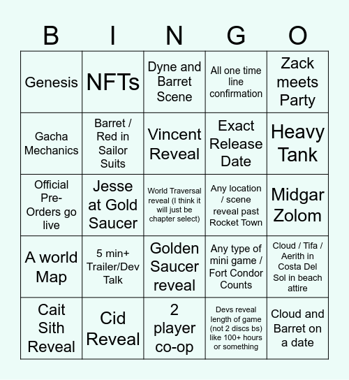 State of Play Rebirth News Bingo Card