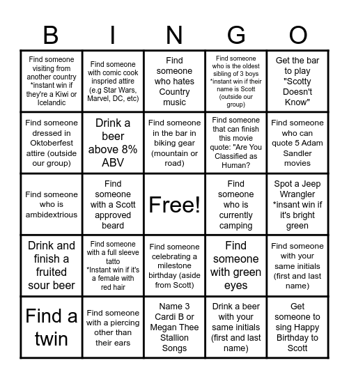 Berlin Brewery Bingo Card