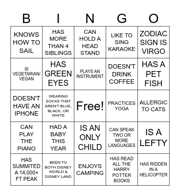 En Blanc, A Summer Soiree Bingo Card