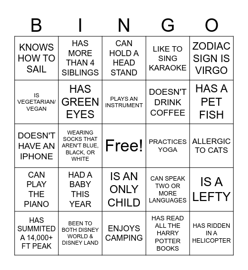 En Blanc, A Summer Soiree Bingo Card