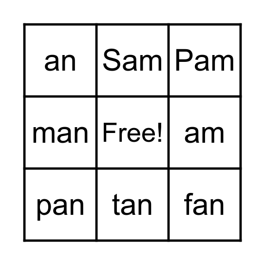 Lesson 11 BINGO Card
