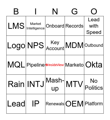 InsideView Bingo Card
