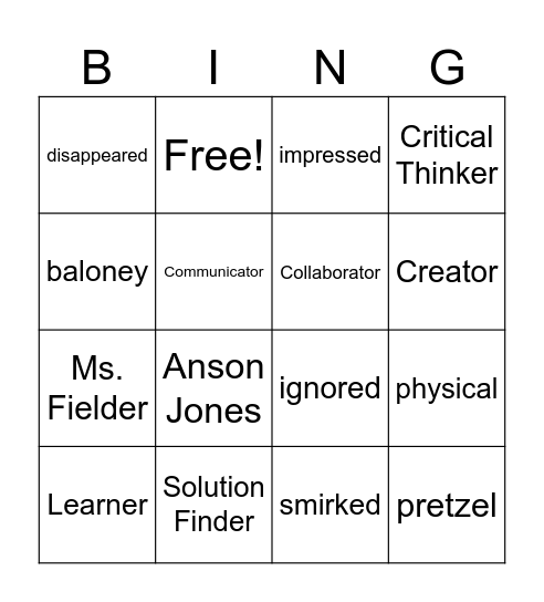 Fourth Grade Rats Ch 1& 2 Vocabulary Bingo Card