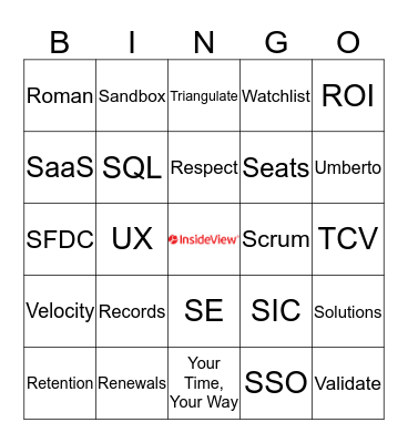 InsideView Bingo Card