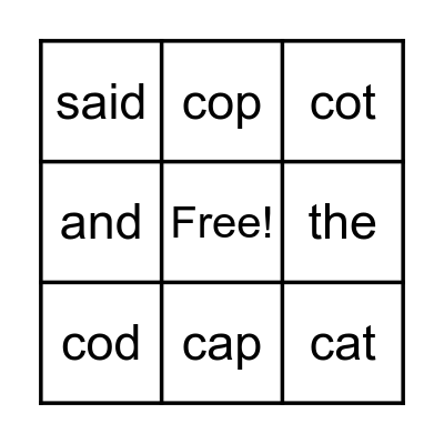Lesson 14 BINGO Card