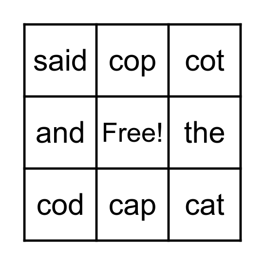 Lesson 14 BINGO Card