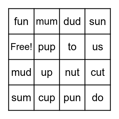 Lesson 15 BINGO Card
