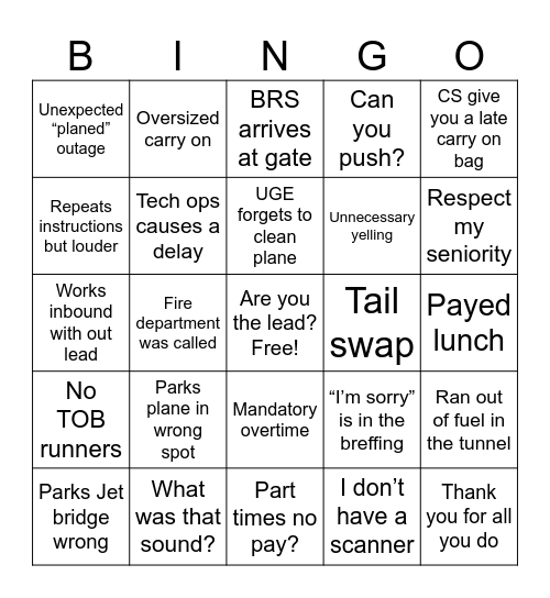 United DENCG Bingo Card