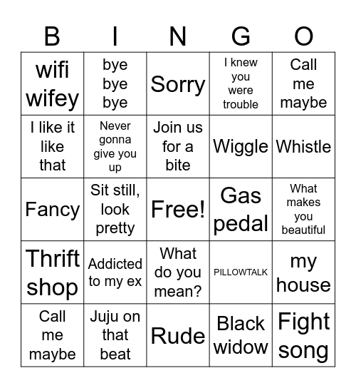 cringe fr Bingo Card