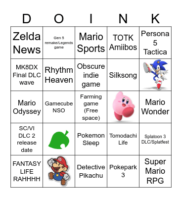 Nintendo Direct 9/14/23 BINGO Card
