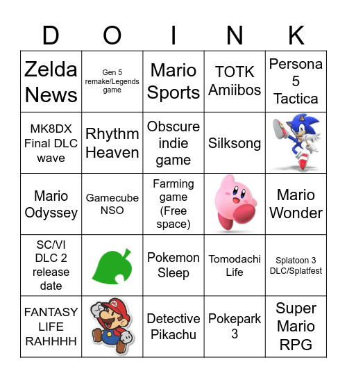 Nintendo Direct 9/14/23 BINGO Card