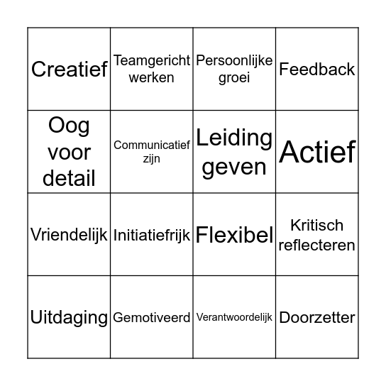 Eindcompetenties Siska Carbon Bingo Card