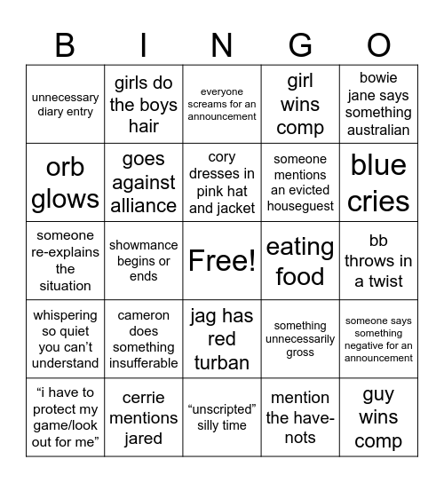 BBBingo 5.0 Bingo Card