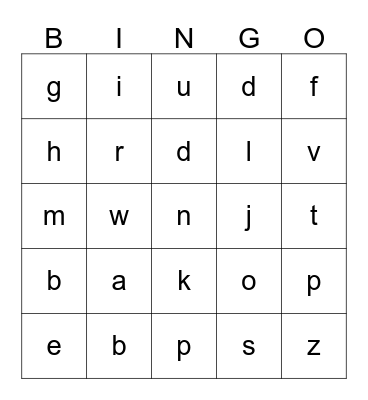 Bingo letters Bingo Card