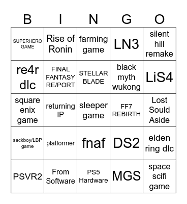 State of Play 9/14 Bingo Card