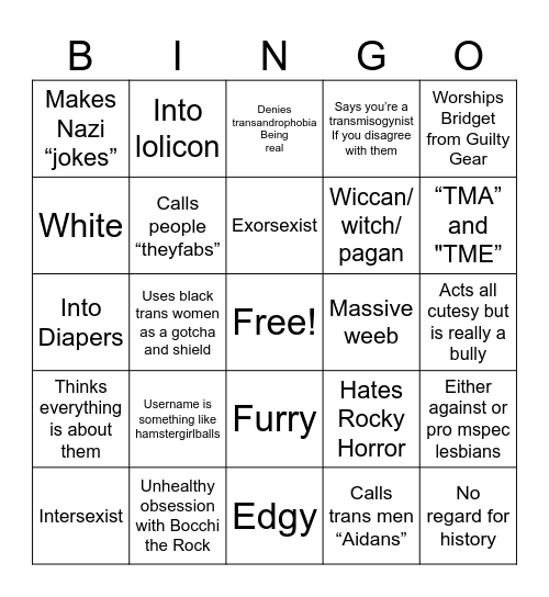 Baeddels Bingo Card