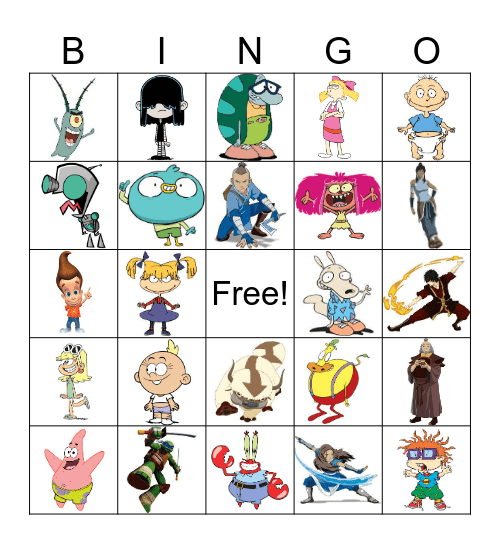 Nickelodeon (some) Bingo Card