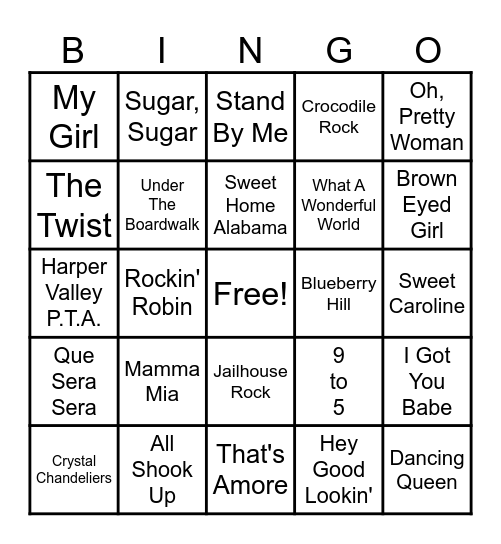 Music Bingo 1 Bingo Card