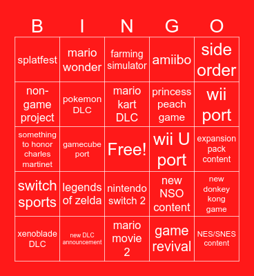 ninntendo direct bingo Card