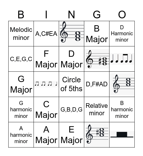 music theory Bingo Card
