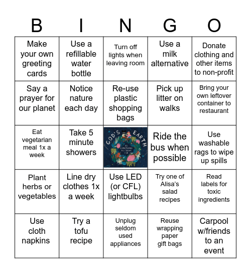 Creation Justice Bingo Card