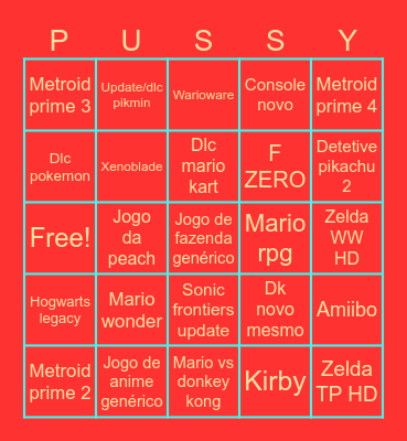 Nintendo direct Bingo Card