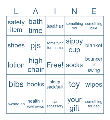 baby shower bingo Card