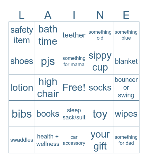 baby shower bingo Card