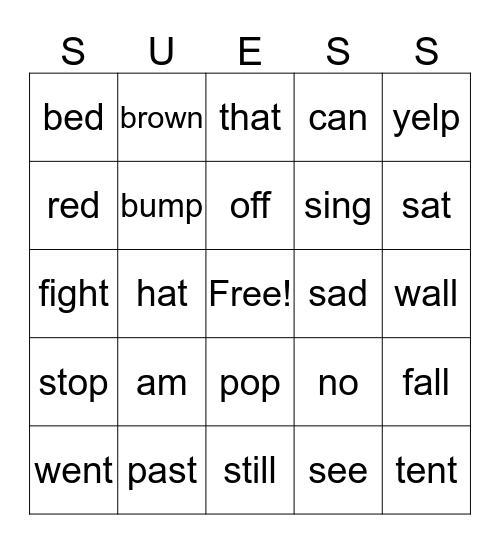 Dr. Suess Bingo Card