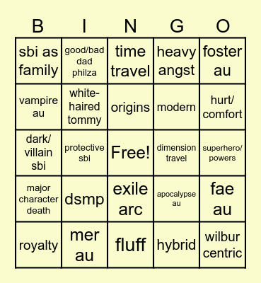 Sleepy Bois Inc. Bingo! Bingo Card