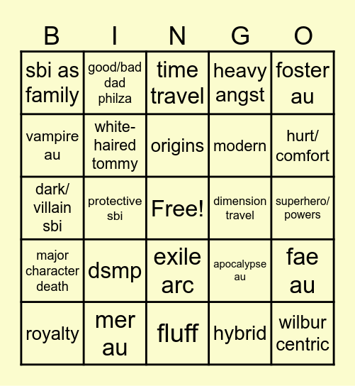 Sleepy Bois Inc. Bingo! Bingo Card