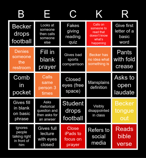 Becker Bingo Card