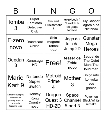 NINTENDO DIRECT SETEMBRO 2023 Bingo Card