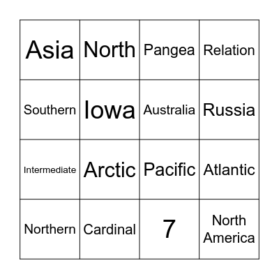 World Geography Bingo Card