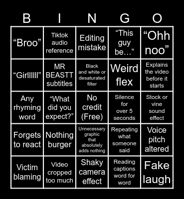 Sssniperwolf B-B-BINGO! Bingo Card