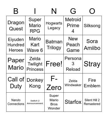 Nintendo Direct September 2023 Bingo Card