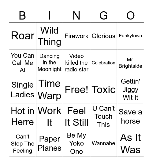 Music Bingo Card