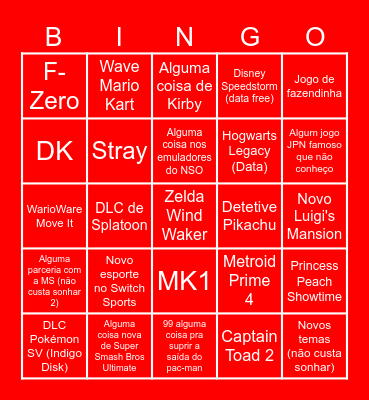 Nintendo Direct (Setembro 2023) Bingo Card