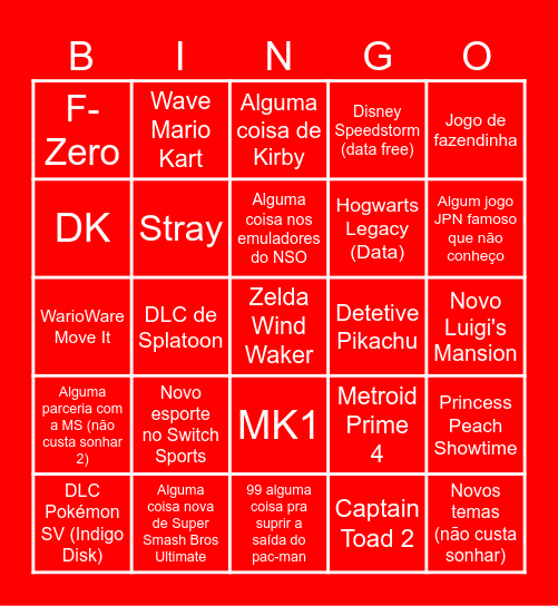 Nintendo Direct (Setembro 2023) Bingo Card