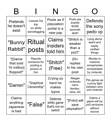 Eric meltdown bingo Card