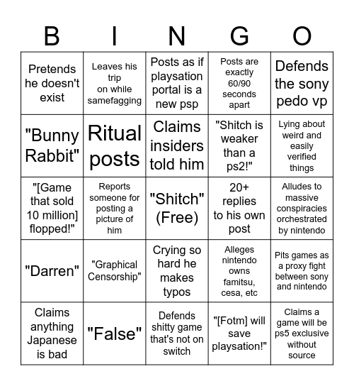 Eric meltdown bingo Card